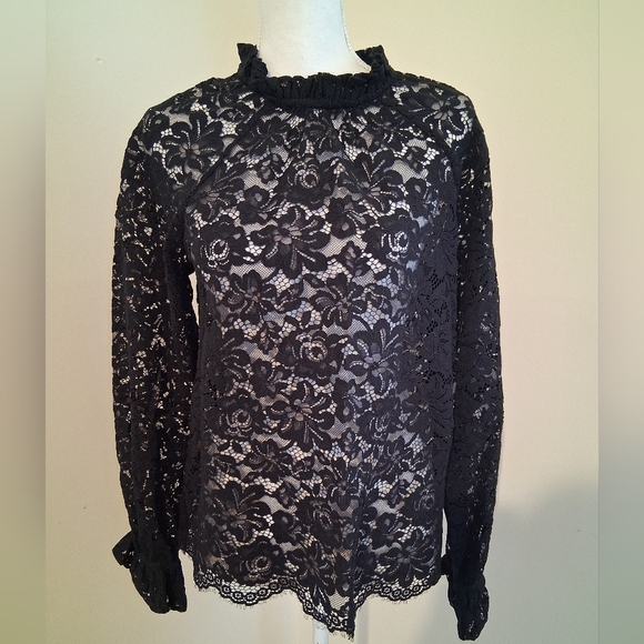 Hill House Millie Black Lace Blouse Size Small - Picture 2 of 13